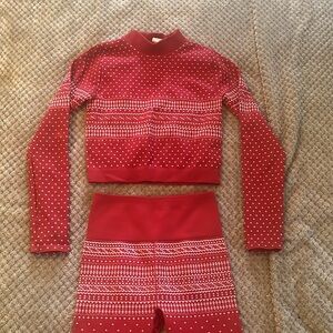 Fabletics Red and White Pattern Top & Leggings